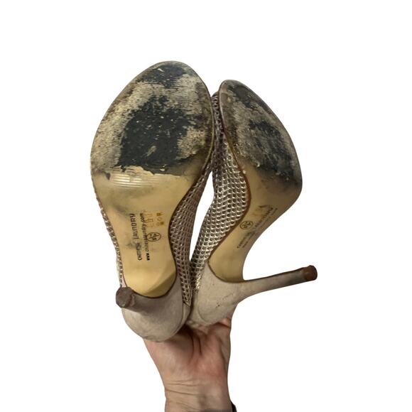Chinese laundry Jeopardy Nude Mesh & Lace high heels shoes open toe sz 7.5 - Picture 6 of 11